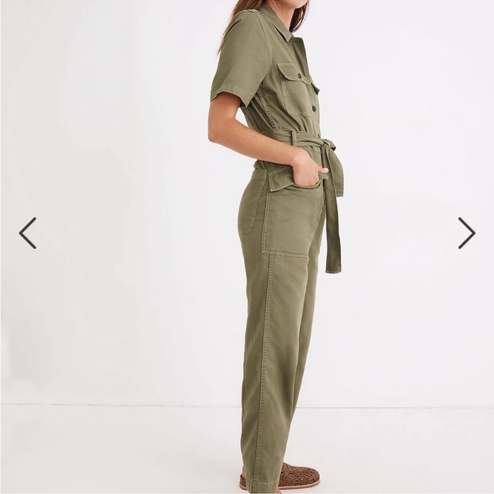 Madewell Tie-Waist Military Jumpsuit Sz XL garden girls boho distressed - Picture 2 of 5